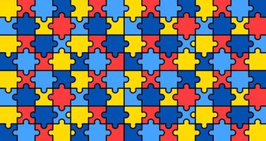 mundo autismo consciência dia enigma padronizar fundo modelo. mundo autismo dia colorida enigma vetor bandeira. símbolo do autismo. autismo saúde Cuidado médico plano fundo do abril 02 celebração.