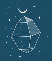 cristal gema esboço ícone. Magia cristal conceito. moderno vetor ilustração. transparente linha arte gema com estrelas. minimalista Projeto para rede.