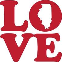 amor Illinois Estado vermelho esboço vetor gráfico ilustração isolado