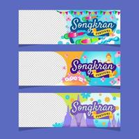 conjunto de banner do festival songkran thai vetor