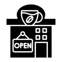 cafeteria aberto placa ícone estilo vetor