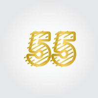 55 anos aniversário linha ouro design logotipo modelo ilustração em vetor