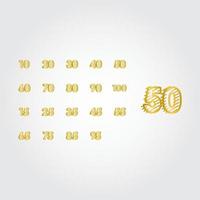 50 anos aniversário linha ouro design definir logotipo vetor modelo ilustração