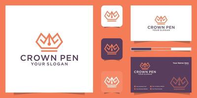 coroa casa e caneta combinação logotipo Projeto com linha estilo e o negócio cartão inspiração vetor