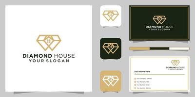 diamante real Estado logotipo Projeto luxo casa e o negócio cartão vetor