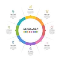 infográfico círculo 8 opções. a relatório, apresentação, dados, e diagrama. vetor ilustração.