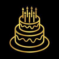 aniversário bolo ícone dentro ouro colori vetor