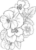 flor coloração página para adultos, esboço amor-perfeito flor desenho, campânula vetor arte, mão desenhado lindo amor-perfeito flor buquês, ilustração tinta arte, mão pintado amor-perfeito flores isolado em branco