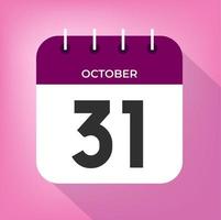 Outubro dia 31. número trinta e um em uma branco papel com roxa cor fronteira em uma Rosa fundo vetor. vetor