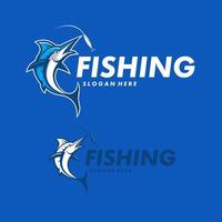 pescaria logotipo Projeto ilustração vetor. marlin come a pescaria isca vetor