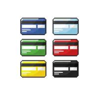 crédito cartão com diferente cor dentro pixel arte estilo vetor
