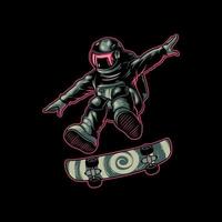 personagem de desenho animado de astronauta jogando skate vetor