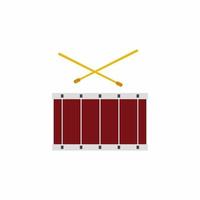 bateria com baquetas isoladas em um fundo branco. instrumento musical, bateria eletrônica em desenhos animados. solo de bateria, elemento de design de concerto de música rock. ilustração em vetor plana equipamento de percussão