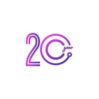 20 anos aniversário comemoração número vetor modelo design ilustração logotipo ícone