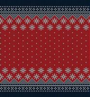 suéter feio em búfalo xadrez feliz natal e feliz ano novo borda de quadro de cartão. ilustração tricotada sem costura padrão de fundo com ornamentos escandinavos de estilo folclórico. vetor