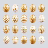 ovos de páscoa definir cor dourada com textura diferente e padrões. ilustrações vetoriais.