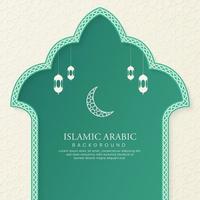 arco ornamental árabe islâmico de fundo com lanternas de estilo árabe e ornamento vetor