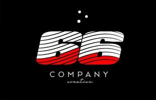 66 número logotipo com vermelho branco linhas e pontos. corporativo criativo modelo Projeto para o negócio e companhia vetor