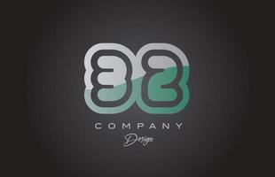 32 verde cinzento número logotipo ícone Projeto. criativo modelo para companhia e o negócio vetor