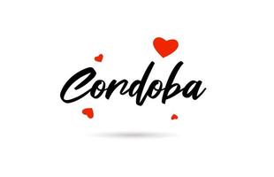 Córdoba escrito a mão cidade tipografia texto com amor coração vetor