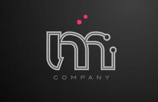 Rosa cinzento linha m alfabeto carta logotipo ícone Projeto com ponto. criativo modelo para companhia e o negócio vetor