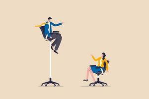 disparidade de gênero e desigualdade no trabalho, disparidade salarial ou vantagem para o homem sobre a mulher no conceito de plano de carreira vetor