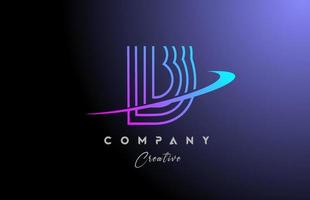 b Rosa azul alfabeto carta logotipo ícone Projeto com swoosh. linha criativo modelo para o negócio e companhia vetor