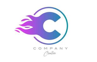 Rosa c alfabeto carta ícone para corporativo com roxa chamas. Projeto com adequado para uma companhia logotipo vetor