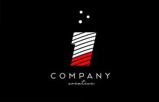 1 número logotipo com vermelho branco linhas e pontos. corporativo criativo modelo Projeto para o negócio e companhia vetor