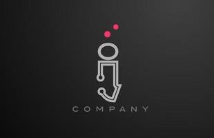 Rosa cinzento linha Eu alfabeto carta logotipo ícone Projeto com ponto. criativo modelo para companhia e o negócio vetor