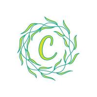 carta c com circular verde folha logotipo vetor ícone símbolo ilustração Projeto modelo