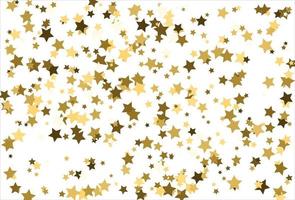 estrelas de ouro caindo aleatórias no fundo branco. padrão de brilho para banner, cartão de felicitações, cartão de natal e ano novo, convite, cartão postal, embalagens de papel vetor