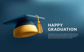 3d fofa mortarboard para graduação boné graduado Educação com azul fundo elemento vetor