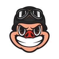 porco capacete mascote logotipo Projeto vetor