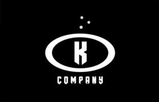 k Preto e branco elipse alfabeto negrito carta logotipo com pontos. criativo modelo Projeto para o negócio e companhia vetor