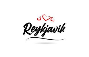 reykjavik europeu cidade tipografia texto palavra com amar. mão letras estilo. moderno caligrafia texto vetor