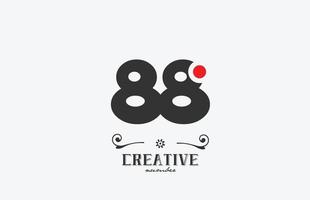cinzento 88 número logotipo ícone Projeto com vermelho ponto. criativo modelo para companhia e o negócio vetor