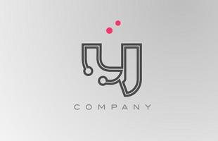 Rosa cinzento y alfabeto carta logotipo ícone Projeto com linha e ponto. criativo modelo para o negócio e companhia vetor