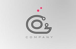 Rosa cinzento q alfabeto carta logotipo ícone Projeto com linha e ponto. criativo modelo para o negócio e companhia vetor