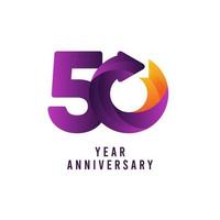 50 anos de aniversário gradiente roxo ilustração vetorial de design vetor