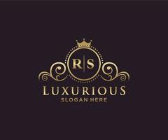 inicial rs carta modelo de logotipo de luxo real em arte vetorial para restaurante, realeza, boutique, café, hotel, heráldica, joias, moda e outras ilustrações vetoriais. vetor