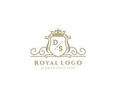 inicial ds carta luxuoso marca logotipo modelo, para restaurante, realeza, butique, cafeteria, hotel, heráldico, joia, moda e de outros vetor ilustração.