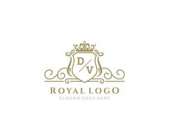 inicial dv carta luxuoso marca logotipo modelo, para restaurante, realeza, butique, cafeteria, hotel, heráldico, joia, moda e de outros vetor ilustração.