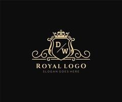 inicial dw carta luxuoso marca logotipo modelo, para restaurante, realeza, butique, cafeteria, hotel, heráldico, joia, moda e de outros vetor ilustração.