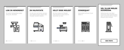 açougueiro Comida carne carne onboarding ícones conjunto vetor