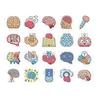 cérebro humano mente cabeça idéia ícones conjunto vetor