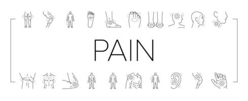 dor corpo dor saúde costas ícones conjunto vetor