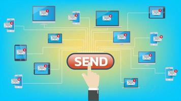 marketing de email. tecnologia de comunicação de conceito de internet, mensagem e mídia e web vetor