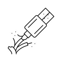 ilustração vetorial de ícone de linha usb de cabo quebrado vetor