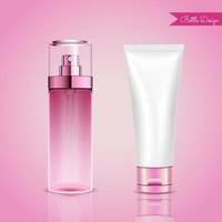 maquete de frascos de cosméticos rosa vetor